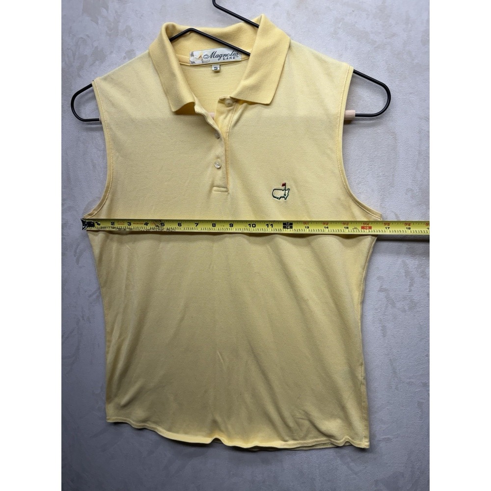 VTG Magnolia Lane Masters Sleeveless Golf Polo Shirt Womens S Yellow Pima Cotton - Picture 3 of 7